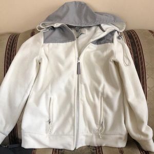 Old Navy Women’s Fleece Zip Up, hooded Sweatshirt , white and gray